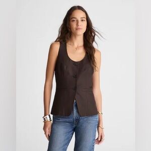 Madewell Scoopneck Cutaway Vest in Dark Carob Dark Brown Women's Vest Size 4 NEW